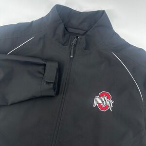 Ohio State Buckeyes Jacket Cutter and Buck Mens Medium Full Zip Black WeatherTec
